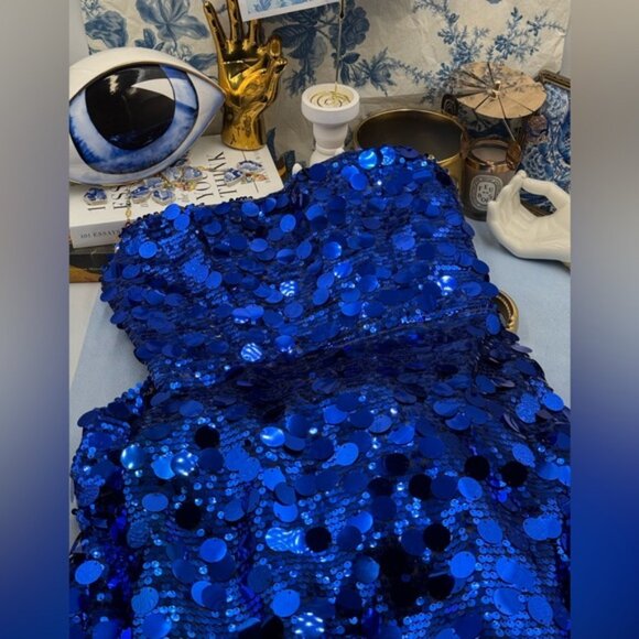 🆕 BRONX & BANCO 🧿 NWOT Farah Strapless Sequins Gown, Royal Blue, Sz XS US 2 - Picture 14 of 16
